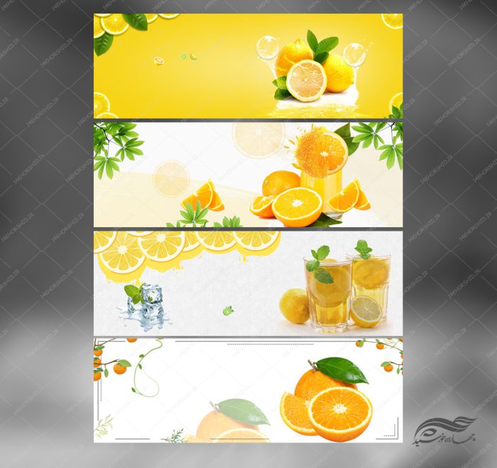 طرح بنر لایه باز محصولات لیمو و پرتقال psd